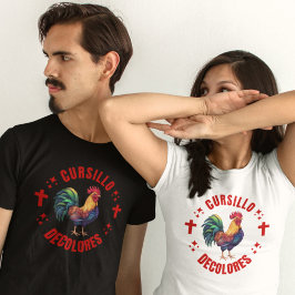 十字架カラフル付きCursillo Decolores Rooster Tシャツ