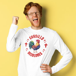 十字架カラフル付きCursillo Decolores Rooster Tシャツ