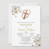 十字架スペインの洗礼招待状 招待状 (正面)