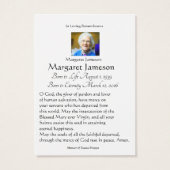 十字架バラカトリック葬儀記念聖札 (裏面)