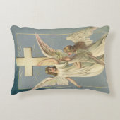 十字架ビクトリアン付き天使、ヴィンテージイースター アクセントクッション (正面)