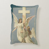 十字架ビクトリアン付き天使、ヴィンテージイースター アクセントクッション (裏面(縦))