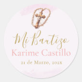 十字架ピンクのミバウティゾ ラウンドシール (正面)