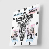 十字架上のイエスの代理 スクエア壁時計 (傾斜)