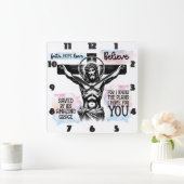 十字架上のイエスの複雑な描写 スクエア壁時計 (ホーム)