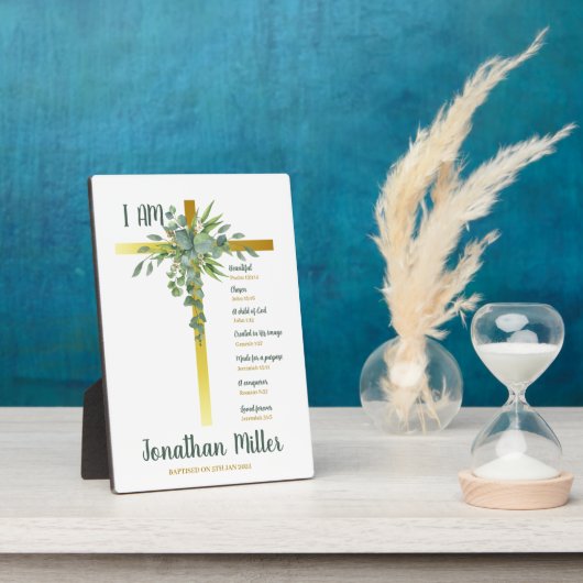 十字架上のバプテスマ離れイ少年ユーカリ フォトプラーク (側面)