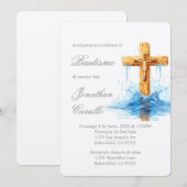 十字架付きの洗礼招待状 招待状 (正面/裏面)