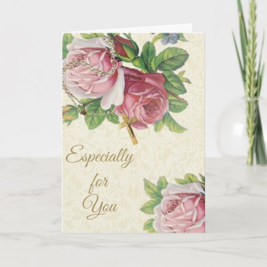 十字架付き聖なるロザリオバラ カード (正面)