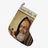 十字架付き聖パドレピオ ラージクリスマスストッキング (正面 (吊り時))