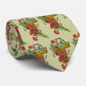 十字架付き赤カーネーション ネクタイ (ロール)