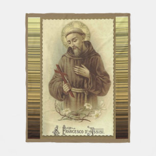 十字架像ユリとのAssisiのSt Francis フリースブランケット