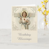 十字架子イエスの聖なるハート カード (黄色い花)