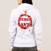 十字架救とトーンの冠を持つイエス パーカ (裏面)