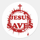 十字架救とトーンの冠を持つイエス ラウンドシール (正面)