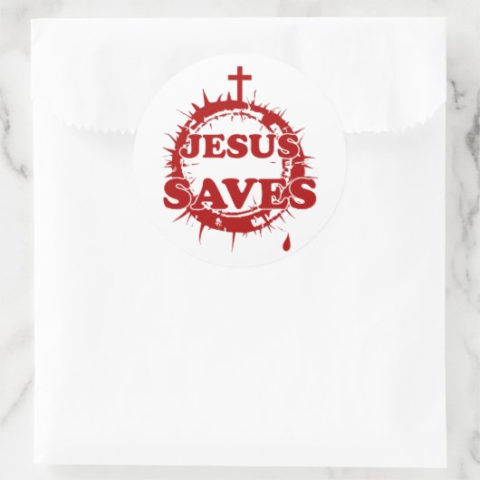 十字架救とトーンの冠を持つイエス ラウンドシール (バッグ)