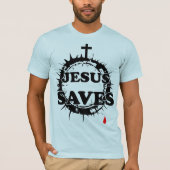 十字架救とトーンの冠を持つイエス Tシャツ (正面)