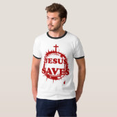 十字架救とトーンの冠を持つイエス Tシャツ (正面フル)
