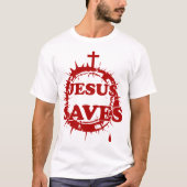 十字架救とトーンの冠を持つイエス Tシャツ (正面)