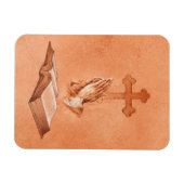 十字架祈と聖書の手 マグネット (横)