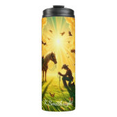 十字架祈の馬の牧草地でカウボーイ タンブラー (正面)