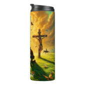 十字架祈の馬の牧草地でカウボーイ タンブラー (回転右)