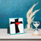 十字架赤いハート フォトプラーク (インサイチュ)