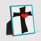 十字架赤いハート フォトプラーク (正面)