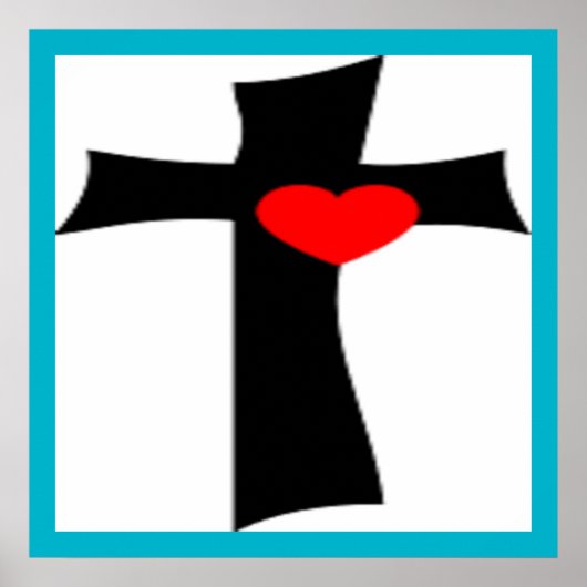 十字架赤いハート ポスター (正面)