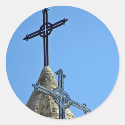 十字架2つ ラウンドシール (正面)