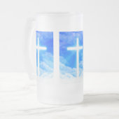 『十字架』カスタマイズ可能なキリスト教徒 フロストグラスビールジョッキ (正面左)