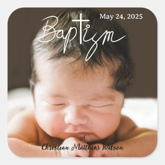 十字架《キリスト教》洗礼式や命名式宗教洗礼 スクエアシール (正面)