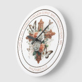 十字架、バラ、蝶と聖書の詩 ラージ壁時計 (傾斜)