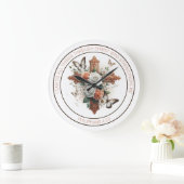 十字架、バラ、蝶と聖書の詩 ラージ壁時計 (ホーム)