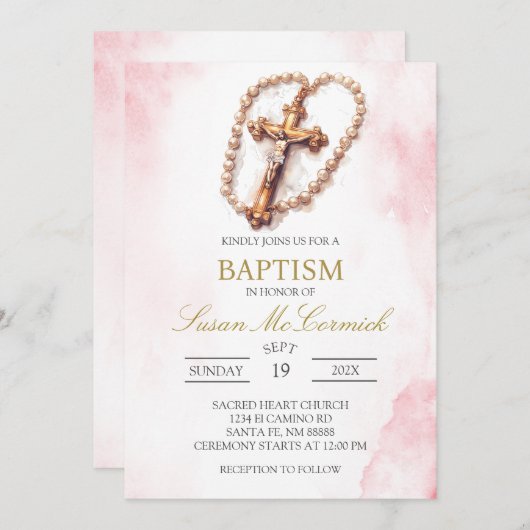 十字洗礼招待状 招待状 (正面/裏面)