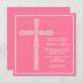 十字洗礼 誕生 洗礼 女の子 洗礼 招待状 (正面/裏面)