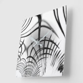 十字灰色の線は爪のスケッチを思い出させる スクエア壁時計 (傾斜)