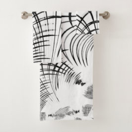 十字灰色の線は爪のスケッチを思い出させる バスタオルセット