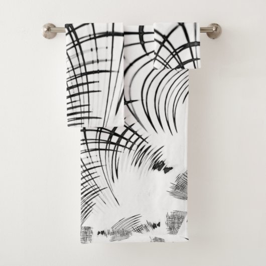 十字灰色の線は爪のスケッチを思い出させる バスタオルセット (インサイチュ)