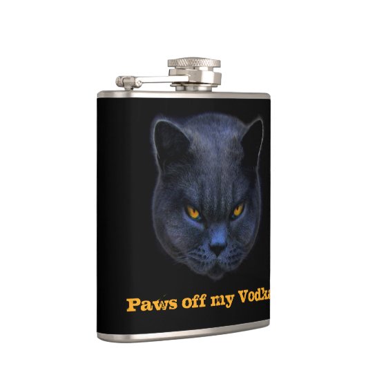 十字猫は私のウォッカを離れて足を言います! フラスク (右)