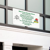 十字登録旗が付いているカトリック系の学校 横断幕 (ビルの外側)