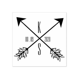 十字矢モノグラム結婚の木の芸術 ラバースタンプ