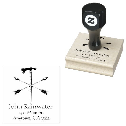 十字矢印とアックスパーソナライズされたゴム印 ラバースタンプ (押印)