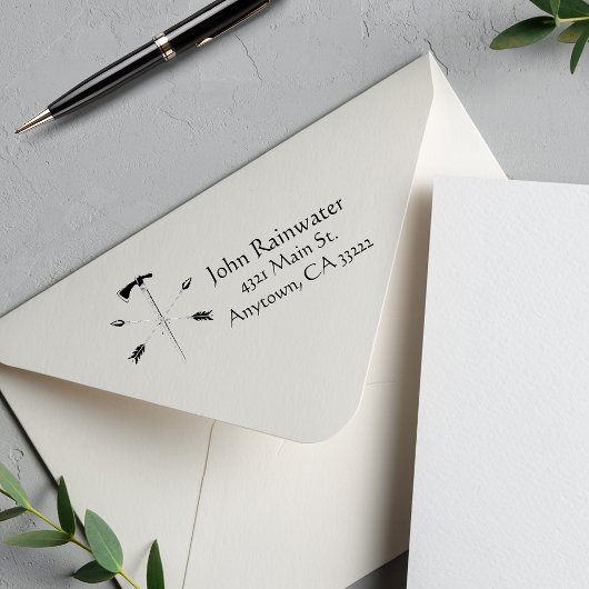 十字矢印とアックスパーソナライズされた セルフインキングスタンプ