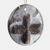 十字石、完全な水晶交差 セラミックオーナメント (左)