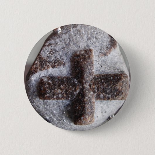 十字石、完全な水晶交差 缶バッジ (正面)