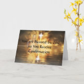 十字神と日没の確認宗教的カード カード (黄色い花)