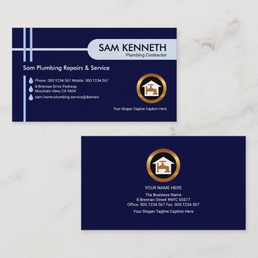 十字管配管水タンクタブ配管工 名刺 (正面/裏面)