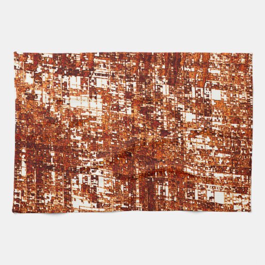 十字線と錆びた正方形のノッチ キッチンタオル (横)