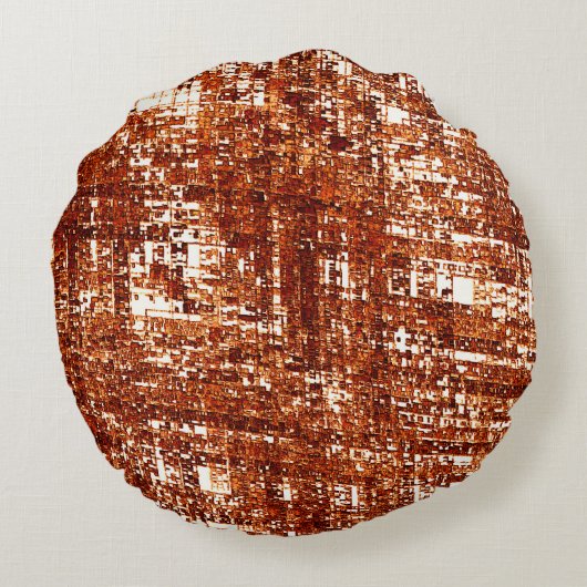 十字線と錆びた正方形のノッチ ラウンドクッション (裏面)