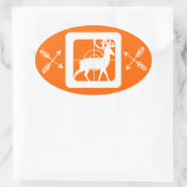 十字線の鹿（2セットの交差矢印） 楕円形シール (バッグ)